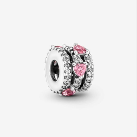New Pandora Sparkling Authentic Triple Halo Hearts Charm Bead w/pouch - Picture 1 of 4